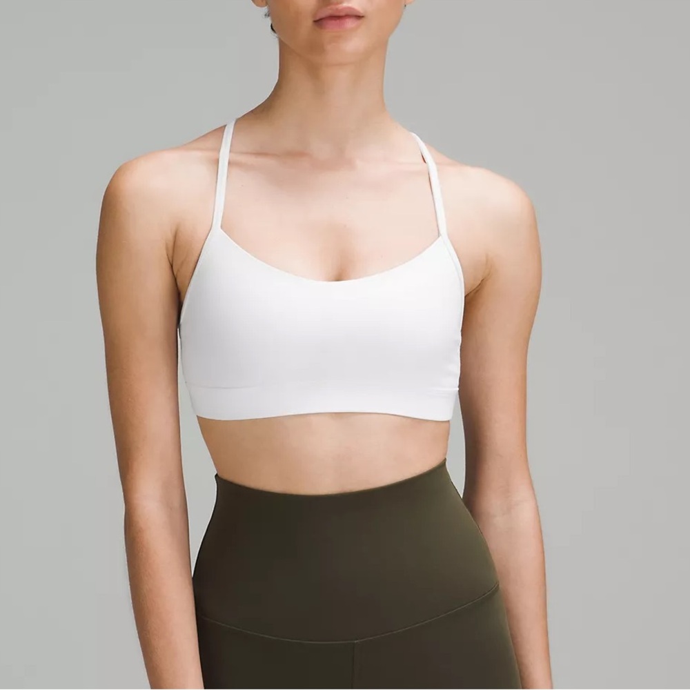 Lululemon Flow Y Bra Nulu White Sports Bra, Size 10